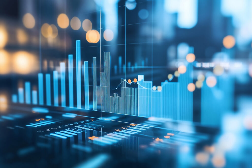 decorative image of blue bar graphs